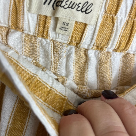Madewell Tapered Huston Pull-On Crop Pants Linen Cotton Stripe Mustard xs 1773 - Picture 3 of 3